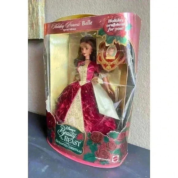VINTAGE 1997 Holiday Princess Belle Barbie Doll Disney Beauty & the Beast Mattel - Picture 4 of 8